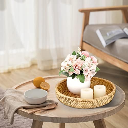 Hipiwe 9.9" Round Key Basket Bowl for Entryway Table Handwven Rattan Tray - Image 3