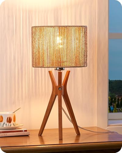 EDISHINE 17.5" Rattan Table Lamp, Handmade Paper Rope Woven Lampshade, E26 by EDISHINE