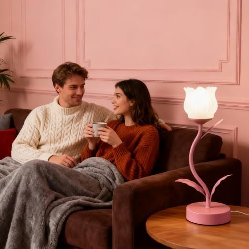 Tulip Lamp for Bedroom, Cute Flower Table Lamp with G9 LED Bulb, 3 Color Temperature Bedside Lamp, Vintage Kawaii Desk Lamp for Nightstand Living Room, Pink - Image 7