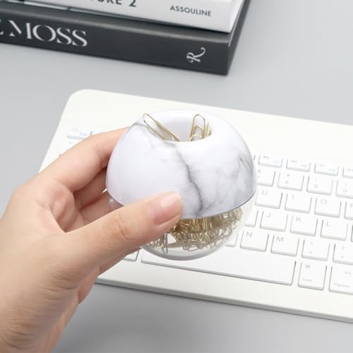 Marble Paper Clip Holder Dispenser & 100 Paper Clips - Image 3