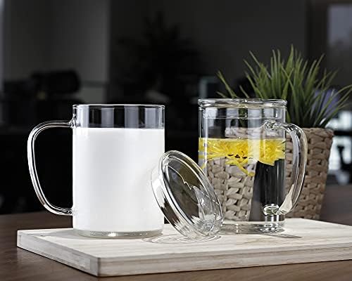 LUXU Glass Coffee Mugs (Set of 2),27oz Large Glass Coffee Cups Clear Glass Tea Cups Overnight Oats Containers with Glass Lid,Cute Coffee Bar Accessories,Iced Coffee Glasses for Latte,Cereal,Yogur - Image 6