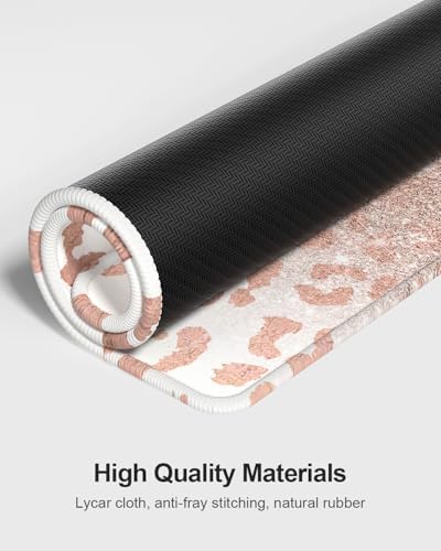 Auhoahsil Large Mouse Pad with Wrist Rests for Keyboard & Mouse, Thick Soft Ergonomic Memory Foam Wrist Supports, Big & Long Desk Mat 35.5 x 15.7 in, for Office Gaming Computer, Pink Gold Leopard - Image 6