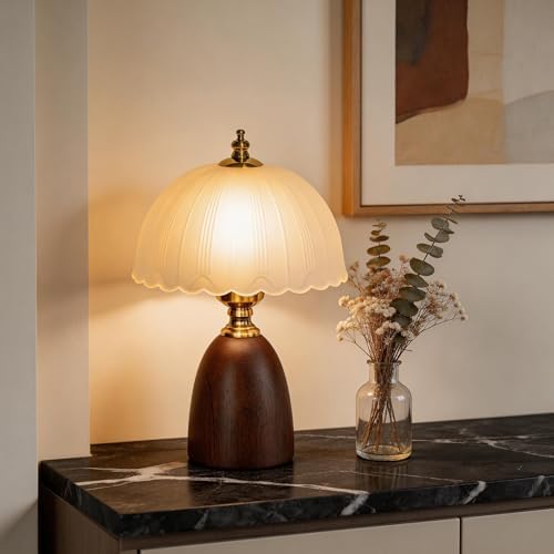 Small 13 Inch Dimmable Rubberwood Table Lamp - Image 5