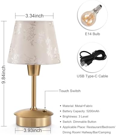 UMEXUS 2 Pack 9.8'' Small Cordless Table Lamp, Battery Operated Touch Lamps - Image 6