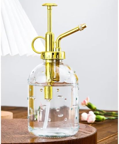 Retro Glass Plant Mister Bottle,Vintage Plant Spritzer Spray Bottle for Succulents,Indoor Watering Can with Detachable Nozzle(Gold 350ml) - Image 4