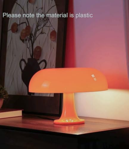 Orange Mushroom Lamp, Mid Century Modern Table Lamp for Bedroom, Minimalist Mushroom Decor Bedside Small Lamps, 2700K(Bulb Included, Plug Powered) - Image 5