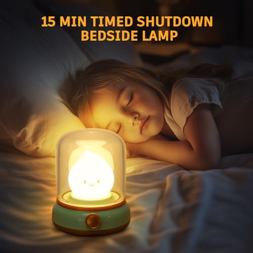 VoMii Ghost Campfire Desk Lamp Cute, Small Bedside Table Lamp Dimmable, 2 Modes Warm Night Light with Timer, Cordless Rechargeable Battery Night Light for Kids Teens, Vintage Ambient Light - Image 4