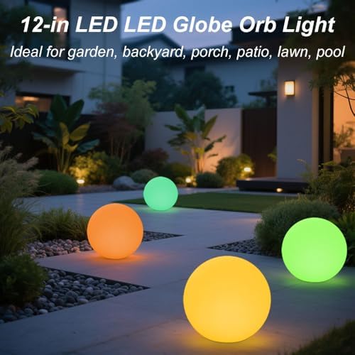 Glowing LED Ball Light, 12-inch RGB Color Changing Globe Orb Night Lamp - Image 5