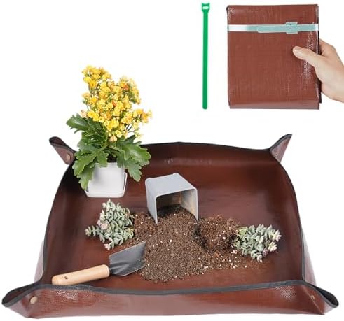 26.8"X26.8" Repotting Mat for House Plants Transplanting Control Mess, Foldable Waterproof Gardening Tray Mat Gardening Gifts for Plant Lovers by FocusonGardeningProjects