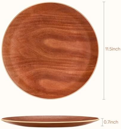 Yangbaga Acacia Wood Serving Tray: Round Decorative Tray for Home Decor - Image 3