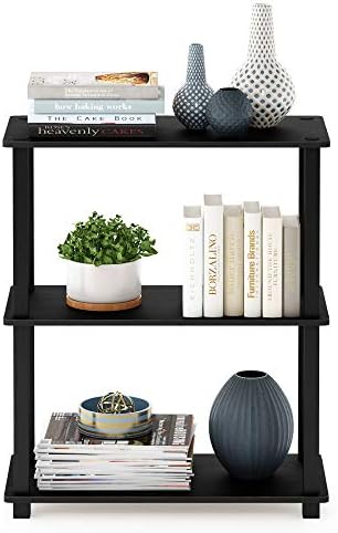 Furinno TURN-S-TUBE Storage Shelves Set of 2, 3-Tier Book Shelf, Corner Shelf, Toolless Open Shelves, Square Tubes, for Organization and Storage, Living Room, Garage, Home Office, Americano - Image 4