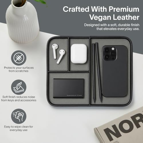Nordik Leather Valet Tray - Medium EDC Tray - Pebble Black 9.5 x 7.9 in - Image 3