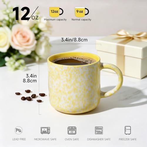 MONITO 12OZ Coffee Mugs Set of 4, Modern Ceramic Coffee Mug Set with handle - Image 2