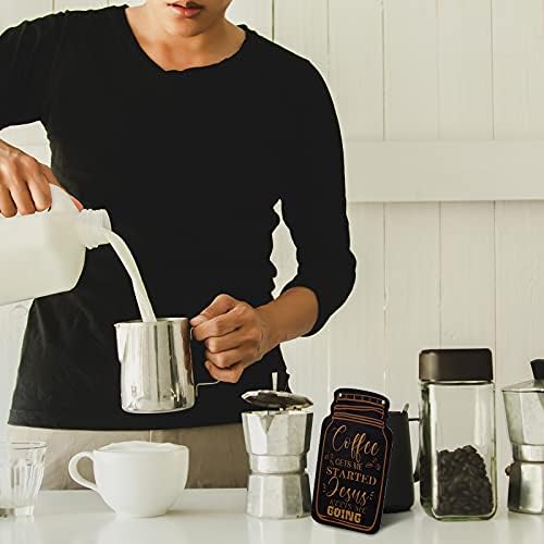 Jetec 3 Pcs Coffee Bar Decor Sign Mason Jar Wall Hanging Plaque Farmhouse Kitchen Decor Wooden Coffee Sign for Kitchen Home Living Room Wall Decorations(Simple Style) - Image 5