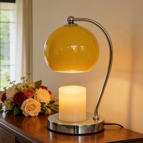 Candle Warmer Lamp Wide Base, Timer & Dimmer (Yellow) by WARMCITYCandleWarmers