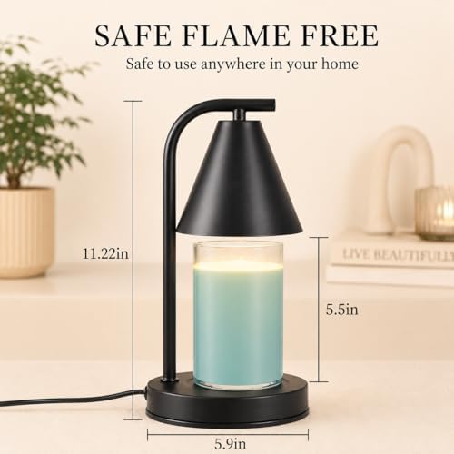 Candle Warmer Lamp, Electric Candle Lamp Warmer Gifts for Mom Women House Warming Gifts New Home Bedroom Decor Dimmable Wax Melt Warmer for Scented Wax with 2 Bulbs, Jar Candles (Black) - Image 3