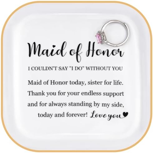 Maid of Honor Sister Ring Dish Trinket Tray Wedding Bridal Shower Gift by PUDDINGCABIN