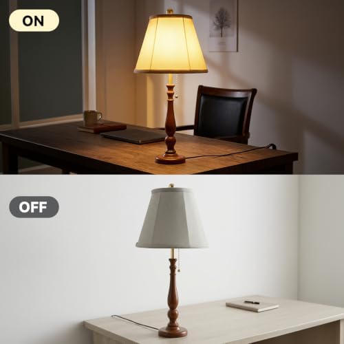 LALISU Farmhouse Table Lamps Rustic Bedroom Lamps 24.41" Wood Bedside Lamp - Image 5