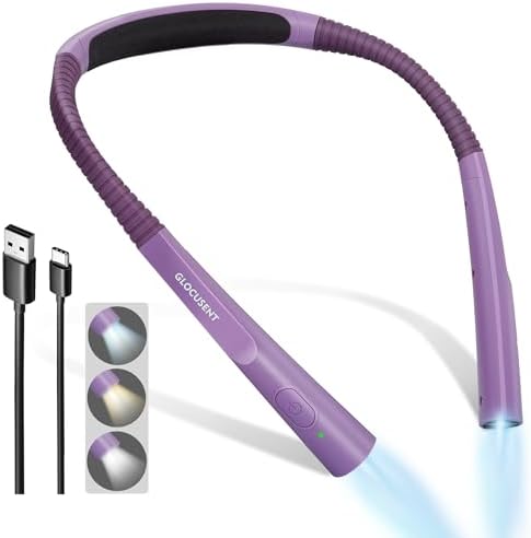 Glocusent Upgraded LED Neck Reading Light, Book Light for Reading in Bed by GLOCUSENT