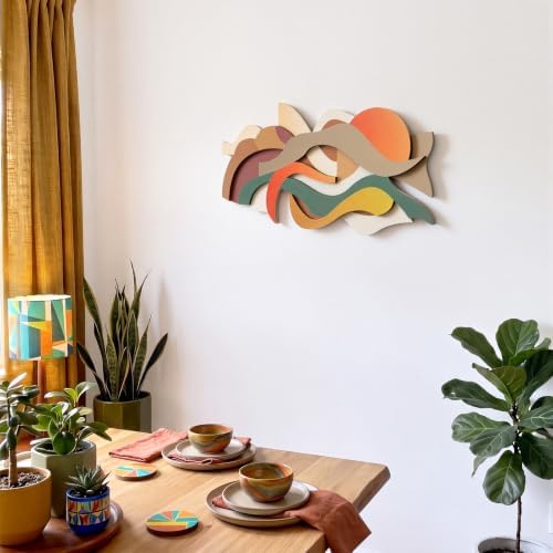 Mifoci Mid Century Modern Wood Wall Art, Abstract Wall Decor, Horizontal - Image 3