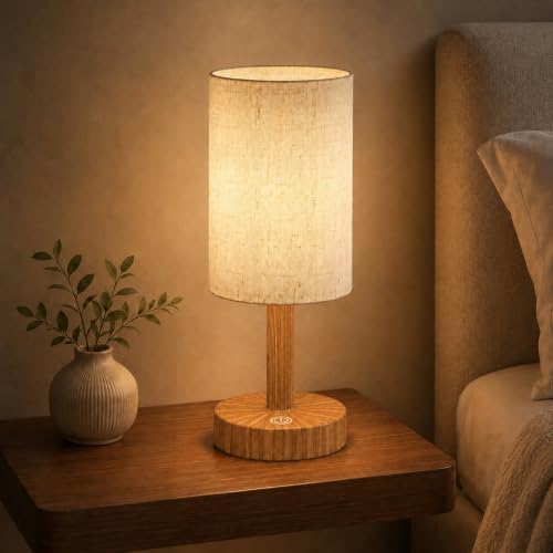 Small Rechargeable Cordless Table Lamp, Nightstand to Desk, Warm Oak by Litluzecozy