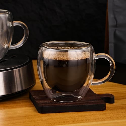 Espresso Cups Set of 4 with Handle, 2.5oz Expresso Coffee Cup, Small Expresso Shot Glasses, Clear Double Wall Insulated Espresso Mugs,Tazas de Cafe Expreso, Suit for Espresso Machine Accessories - Image 4