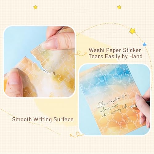 30 Sheets Puzzle Pre-Cut Washi Stickers, Featuring Abstract Watercolor, Pastel Gradient and Geometric Designs for Scrapbooking, Bullet Journaling, DIY Crafts - Image 3