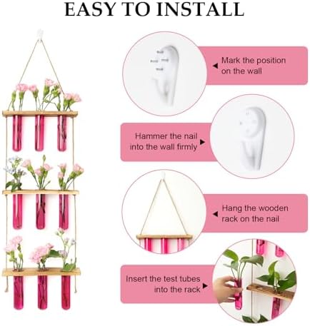XXXFLOWER Wall Hanging Propagation Station with Wooden Stand Pink - Image 5