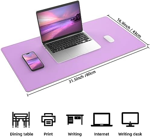 AFIING Cork Desk Mat 35.4" x 17", Dual-Sided Natural Cork & PU Leather Desk Pad, Non-Slip Waterproof Large Mouse Pad for Office, Home & Gaming (Purple) - Image 2