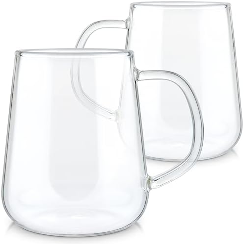 Teabloom Set of 2 Premium Borosilicate Glass Cups for Tea or Coffee - 8 Ounces / 240 ml - Stain-free and Microwave Safe - Image 3