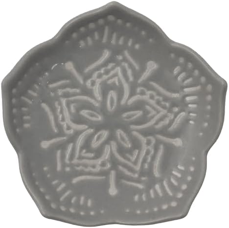 Karma Gifts Medium Flower Trinket Tray, Gray Flat by KarmaGifts