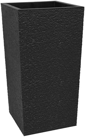 Tierra Verde Citadel Stucco Self-Watering Square Planter, Black, 13.5"x26" by TierraVerde