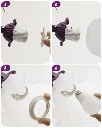 WERFOP Flower Table Lamp Cute Desk Lamp for Bedroom Home Decor (Purple) - Image 6