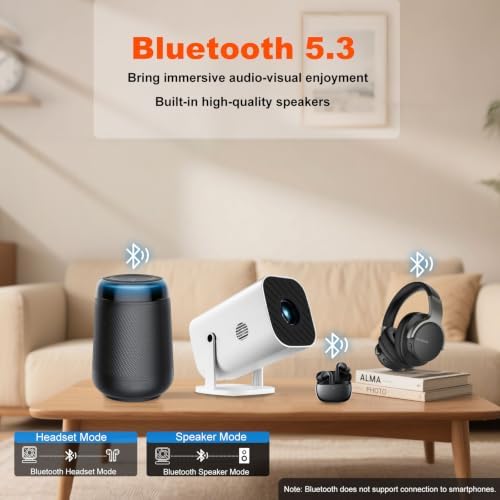 Mini Projector with Wifi and Bluetooth, Built-in Apps,Movie Projector - Image 5