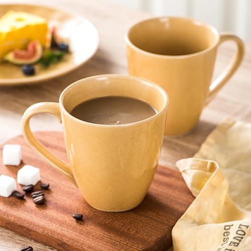 vicrays Coffee Mug Set, 12 Ounce, Set of 6, Ceramic Mug for Men, Women, Unique Glazed Mugs with Handle for Coffee, Tea, Milk, Cocoa, Cereal(Yellow) - Image 6