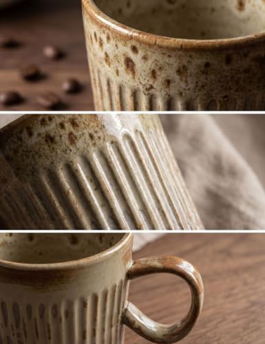 14oz Stoneware Coffee Mug, Chunky Handle Ceramic Cup for Home Office - Image 4
