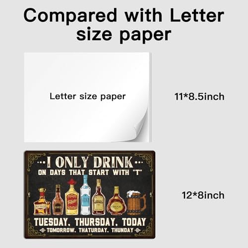 Putuo Vintage Metal Tin Sign, I Only Drink on Days That Start with T, Home Bar Pub Club Garage Man Cave Wall Art Decor 8 X 12 Inches - Image 2