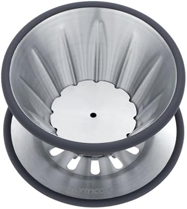 Normcore 2-in-1 Pour Over Filter Dripper, Single Cup Travel Coffee Dripper, Reusable Metal Filter Brewer for Cone or Flat Paper Filters, 304 Stainless Steel, Silver - Image 4