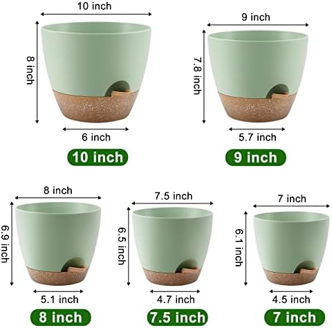 QRRICA 7/7.5/8/9/10 Inch Self Watering Pots for Indoor/Outdoor Plants - Image 3