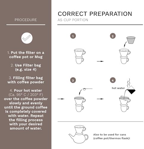 Creano Porcelain Coffee Dripper Stone Grey - Ceramic Cone Brewer - Pour Over Coffee Maker for Filter Bags Size 4 - Easy Manual Brew for pure taste - also for Camping, Hiking - Image 4
