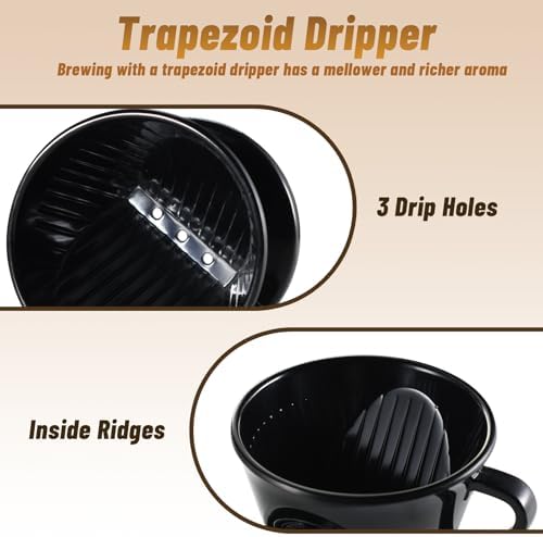 Melamine Pour Over Coffee Maker with 3 Drip Holes, Pour Over Coffee Dripper For Camping, Home, Café, Size 02 (Black) - Image 4