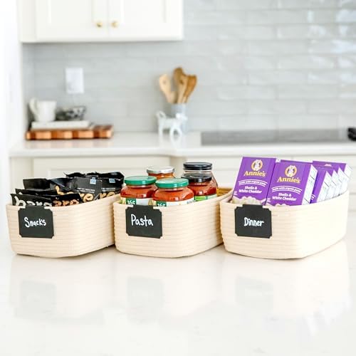 NaturalCozy 11.8"x8"x4.5” Storage Baskets for Shelves 3 Pack | Cotton Rope Woven Small Baskets for Organizing | Small Storage Bins for Nursery, Bathroom, Closet, Cube Shelf, Decorative, Gift Basket - Image 5