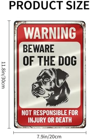 Beware Of Dog Sign Rottweiler Warning Sign Aluminum Metal Tin Signs Outdoor Yard Sign Warning Sign For Fence Yard Home Kitchen Farm Garden Wall Decor 8x12 Inches - Image 2