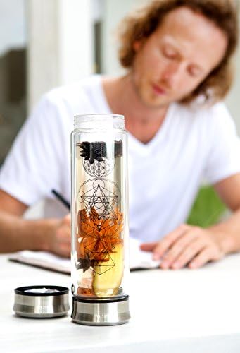 Sacred Lotus Love Double-Walled Glass Tea Infuser Bottle 14oz Portable Travel Mug with Strainer and Sleeve for Loose Leaf Tea, Coffee, Smoothies - Insulated Tumbler with Lid for Hot and Iced Beverages - Image 6