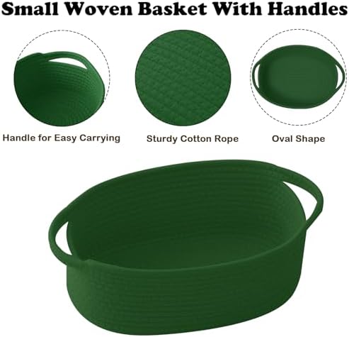 Woven Rope Basket - Baby Gift Basket with Bag & Ribbon, Green - Image 6