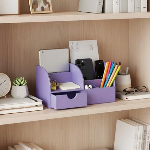 UnionBasic Desk Organizer - Multifunctional Leather Desktop Pen Holder Storage Box - Business Card/Pen/Pencil/Mobile Phone/Stationery Holder - Image 5