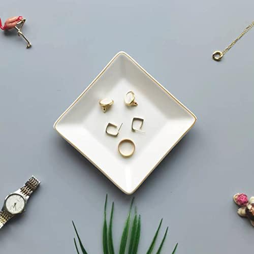 HANKOR Ceramic Jewelry Dish Tray, Decorative Trinket Tray Holder for Ring Earring Key, Gift for Women Girls, 4.7inch, White - Image 3