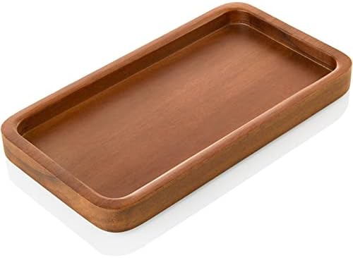 ALELION 6" Small Tiny Bathroom Vanity Tray for Counter - Acacia Wood Dish Soap Dispenser Tray for Kitchen - Decorative Tray for Kitchen Dresser Tops Perfume Jewelry by ALELION