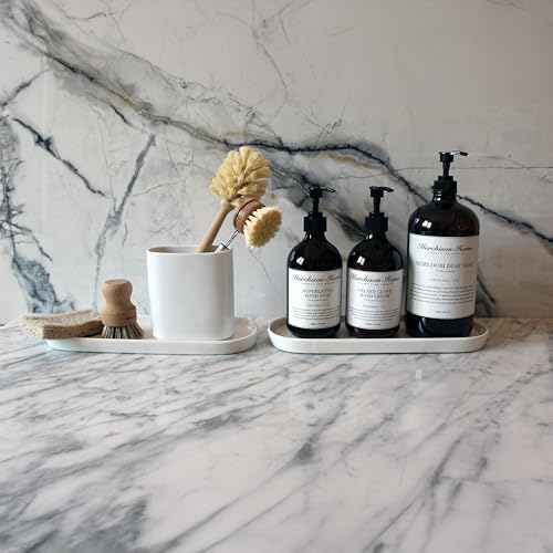 Elegant Ceramic Kitchen Sink Caddy & Bathroom Countertop Tray - Versatile Ceramic Vanity Tray for Home Organization & Decor, Durable & Microwave Safe, 11.8" x 4.1" x 0.8" - Image 5