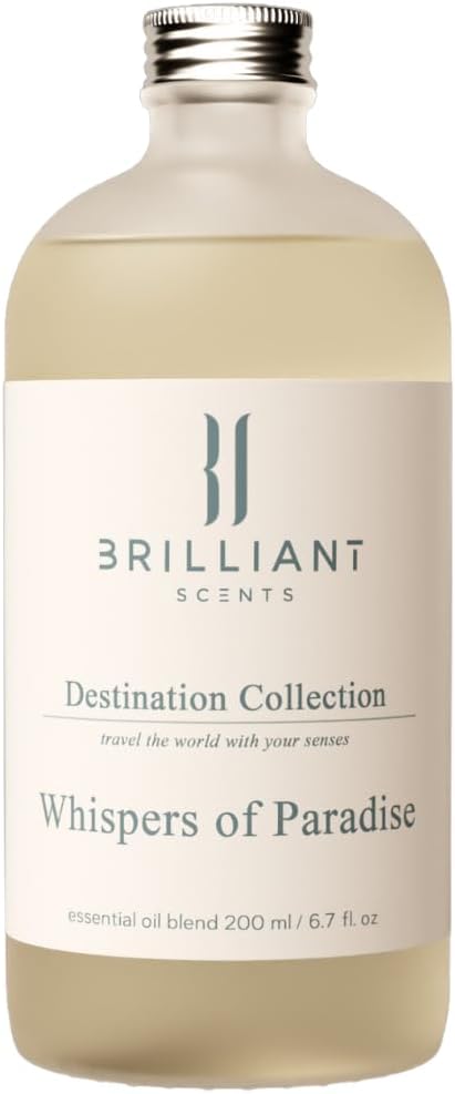 Brilliant Scents Whispers of Paradise Fragrance Oil 200ml - Premium Diffuser Oil for Home, Office, Hotels - Long Lasting, Plant-Based, Meets IFRA Standards, USA-Made - Lemon, Jasmine, Vanilla